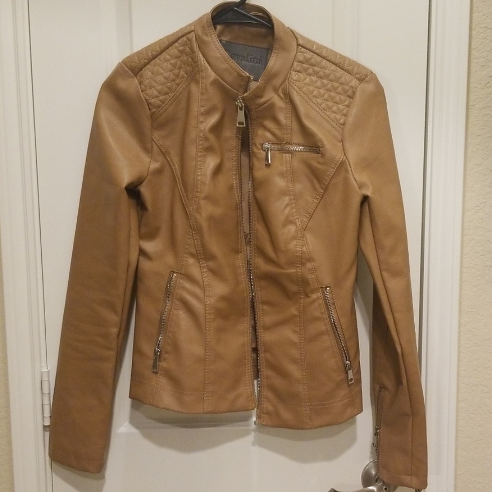 ***Cavalini Faux Leather Camel Brown Jacket